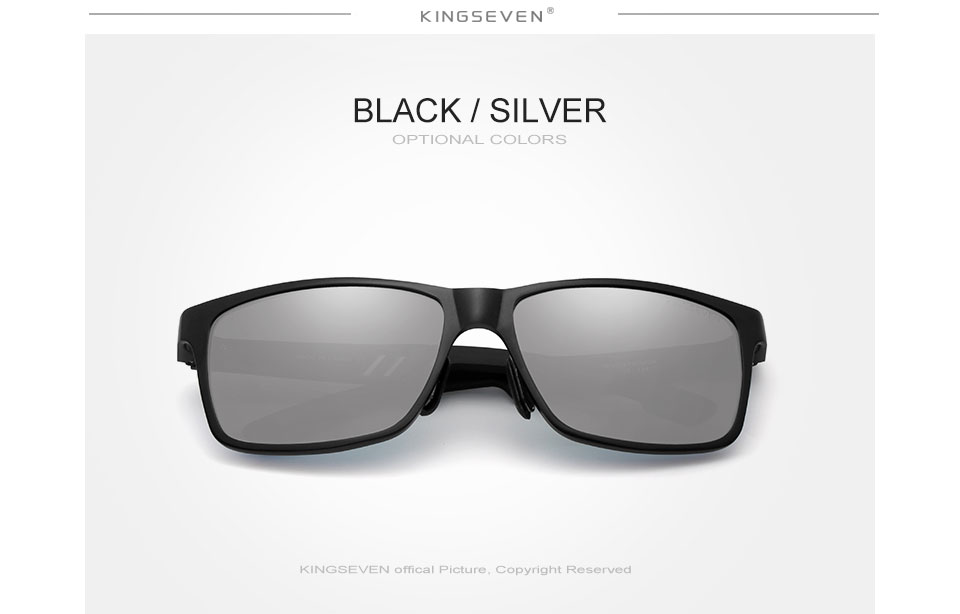 Kingseven Mens Polarized Sunglasses Aluminum Magnesium Rectangle Shades For Driving Oculos Masculino Eyewear - 6