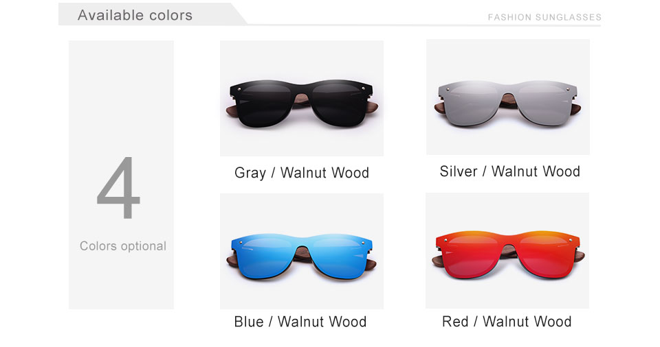 Kingseven Handmade Polarized Sunglasses For Men And Women Walnut Wood Design With Colorful Mirror Lens - 3