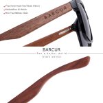 Barcur Black Walnut Sunglasses Wood Polarized Men Glasses Uv400 Protection Eyewear Wooden Original - 3