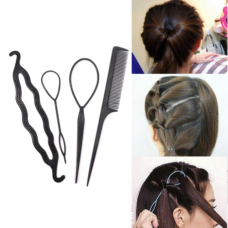 Womens Diy Hair Styling Tools Magic Hairpin Braiding Braider Twist Bun Barrette Elastic Headband Clips - 6