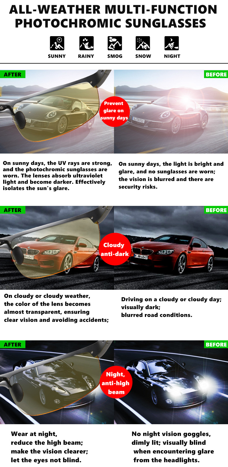 Mens Photochromic Polarized Sunglasses Aluminum Magnesium Night Vision Yellow Driving Lens Oculos Gafas De Sol - 5