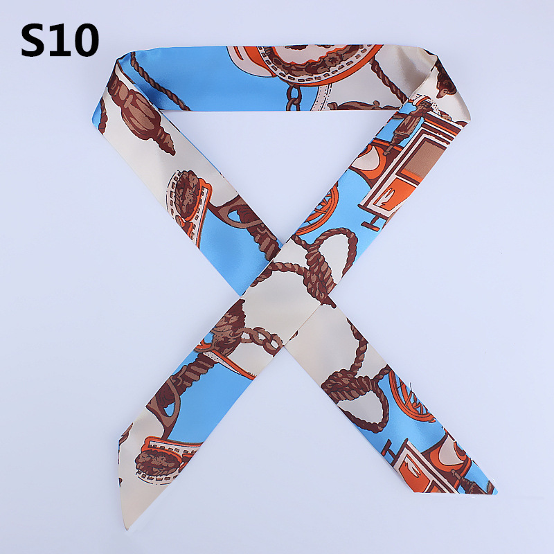 Luxurious Silk Fashion Scarf For Women Multifunctional Hair Tie Bag Handle Decoration 4x100cm Available In 56 Colors - 14