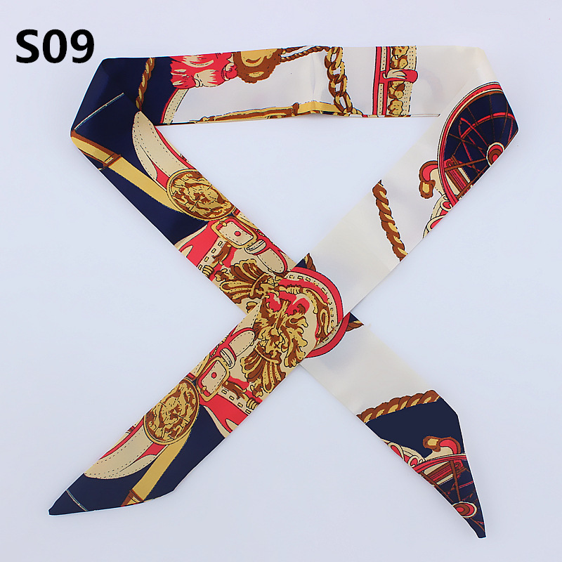 Luxurious Silk Fashion Scarf For Women Multifunctional Hair Tie Bag Handle Decoration 4x100cm Available In 56 Colors - 13