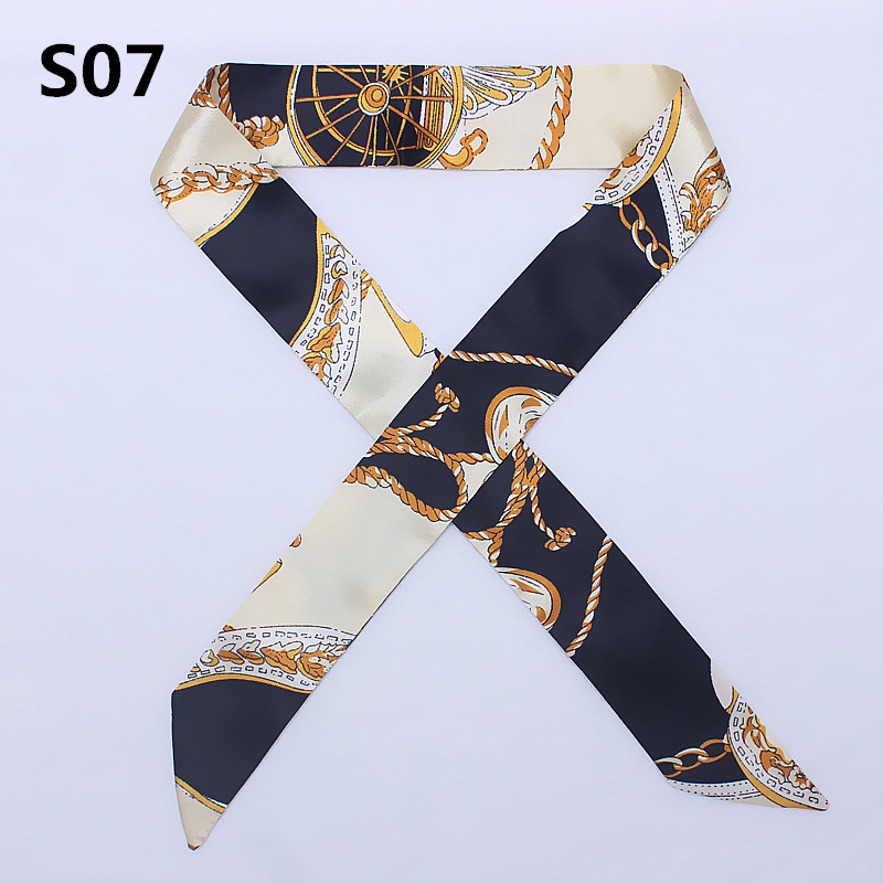 Luxurious Silk Fashion Scarf For Women Multifunctional Hair Tie Bag Handle Decoration 4x100cm Available In 56 Colors - 12