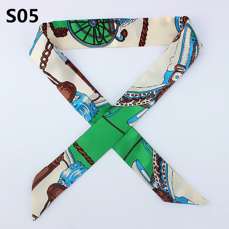 Luxurious Silk Fashion Scarf For Women Multifunctional Hair Tie Bag Handle Decoration 4x100cm Available In 56 Colors - 10