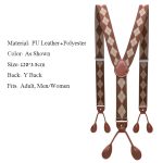 Unisex Vintage Suspenders Men Braces Adjustable 6 Button Suspender Elastic Y-shape Strap Pants Trousers Brown Leather Pu - 2