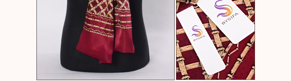 Bysifa Mens Luxury 100 Pure Silk Paisley Scarf Long Fashion Accessory For Business 160x26cm - 70