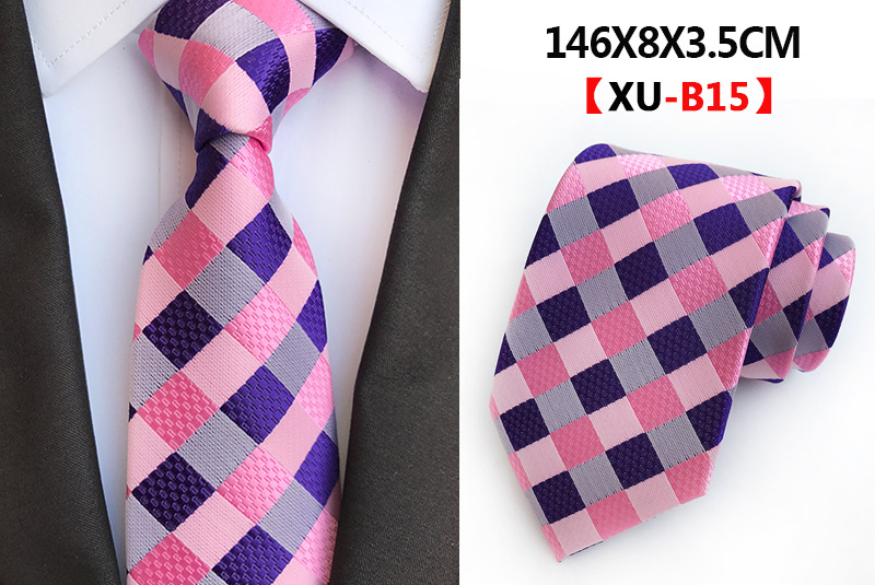 Luxurious 100 Silk Mens Ties Classic 8cm Striped Plaid Checks Wedding Business Suit Neckties Cravats - 16