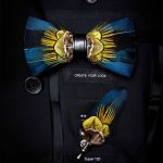 Jemygins Original Design Natural Brid Feather Exquisite Hand Made Bow Tie Brooch Pin Gift Set For Men Wedding Party Bowtie - 3
