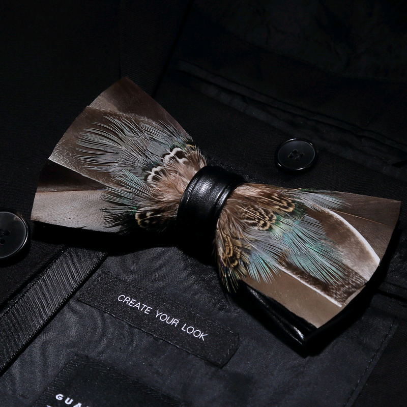 Jemygins Handcrafted Natural Brid Feather Bow Tie Brooch Pin Set Ideal Gift For Mens Wedding Parties - 89