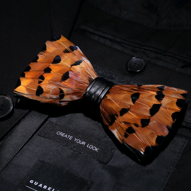 Jemygins Handcrafted Natural Brid Feather Bow Tie Brooch Pin Set Ideal Gift For Mens Wedding Parties - 82