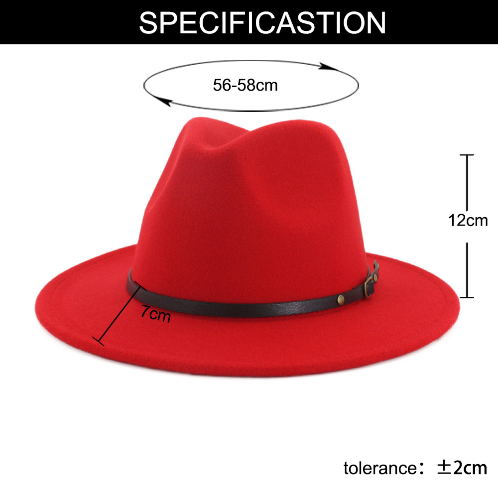 Unisex Widebrim Panama Fedora Hat In Black Red Patchwork Wool Felt With Belt Buckle Detail For Parties Casual Wear And Cowboy Style - 4