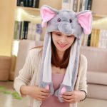 Free Ship Fashion Moving Hat Rabbit Ears Plush Sweet Cute Airbag Cap 18 Color Can Be Choose Polyester - 4