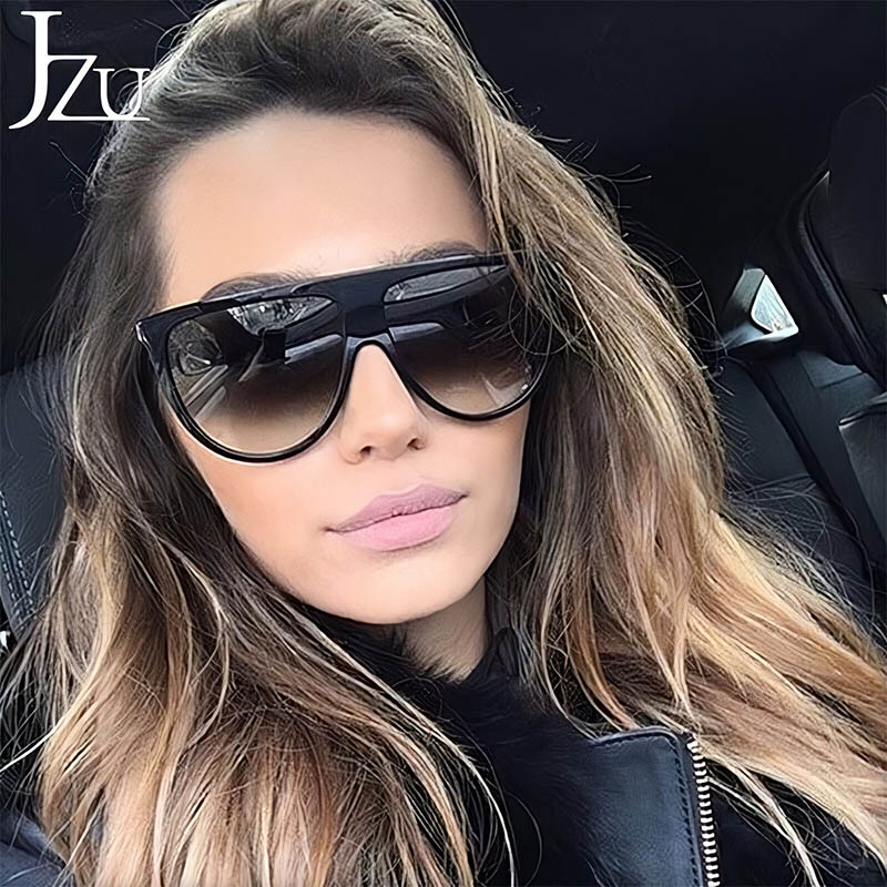 Kim Kardashian Sunglasses Women Vintage Retro Flat Top Shadow Oversized Square Luxury Brand Large Shades Sun Glasses - 2