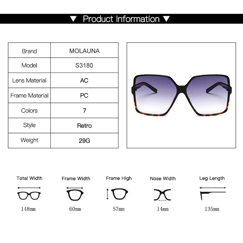 Vintage Oversize Square Sunglasses Women Luxury Brand Big Frame Sun Glasses Black Fashion Gradient Female Oculos - 5