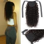 Fashion Plus Ponytail Brazilian Curly Hair Drawstring Human Extensions Remy Wrap Around Clip In Pony Tail