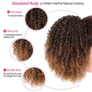 Vigorous Afro Kinky Curly Ponytail African American Short Wrap Synthetic Drawstring Puff Pony Tail Clip In Hair Extensions - 2