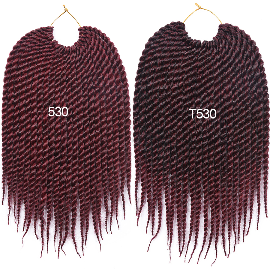 Synthetic Tomo Hair 22 Roots Ombre Senegalese Twist Crochet Braids Extensions Brown To Burgundy Red - 4