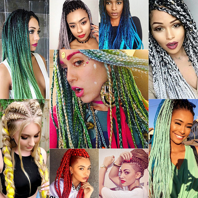 Blonde Ombre Prestretched 105 Color Jumbo Synthetic Braiding Hair Silky Crochet Extensions For Unique Braids Hairstyle - 5