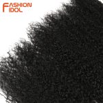 Fashion Idol Afro Kinky Curly Hair Bundles 7pcs Pack 22-26inch Ombre Nature Black Color Synthetic Weave - 4