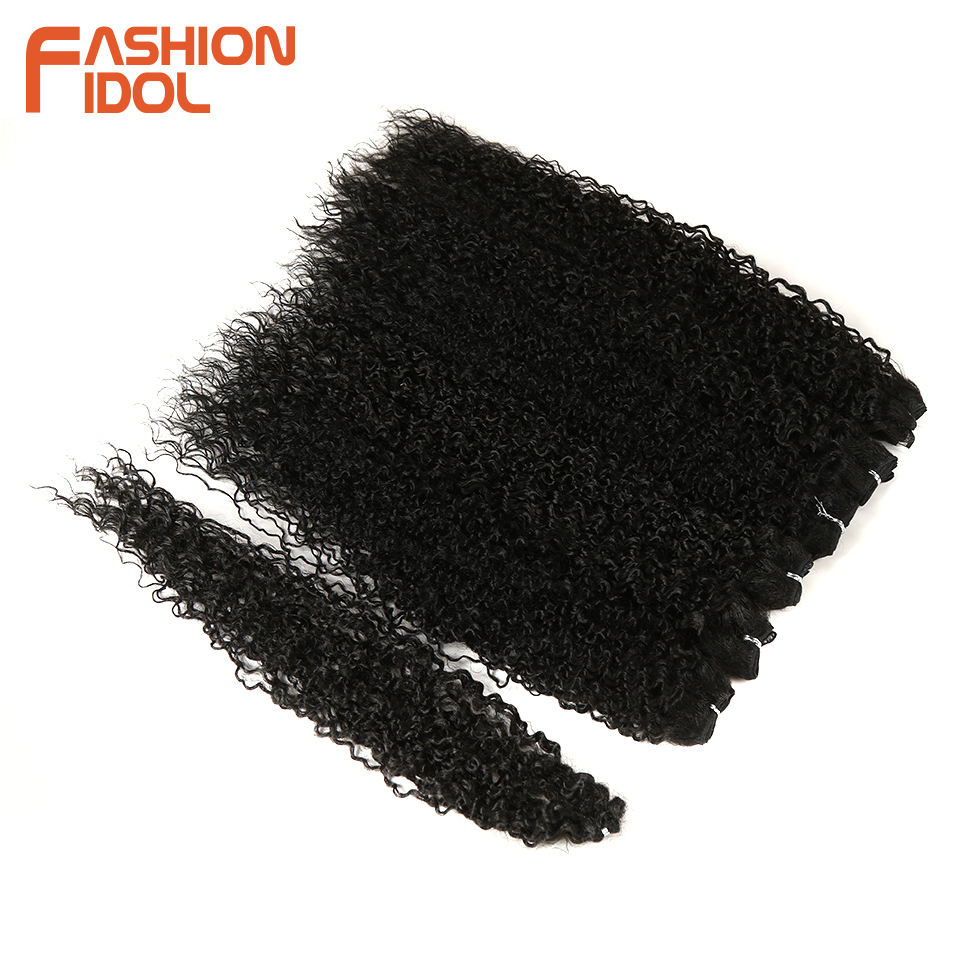 Fashion Idol 7pcs Afro Kinky Curly Hair Bundles 2226inch Ombre Nature Black Color Synthetic Weave Extensions - 3
