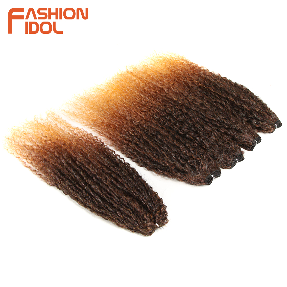 24 Inch Ombre Blonde And Natural Black Synthetic Afro Kinky Curly Hair Weave Bundles 5pack - 24