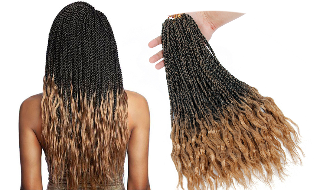 18inch Ombre Synthetic Twist Braids Senegalese Crochet Braiding Hair Curly Extensions - 1
