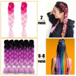 Hair Synthetic Braids Ombre Braiding Extension Braid Pink Purple Yellow Golden Colors Crochet - 3