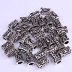 24pcs Mix Silver Hair Braid Beard Dreadlock Beads Rings Tube Viking Pattern Design For Diy Styling Accessories - 3