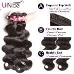 Unice Hair Body Wave Bundles With Closure Human 8-30 Inch Brazilian Weave Diy Wig By You - 4