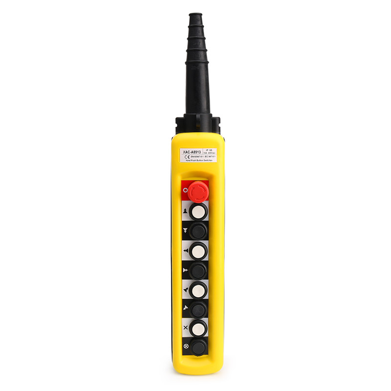 Waterproof Double Speed Crane Pendant Control Station With Emergency Stop Xaca8913 8 Pushbutton Antiextrusion Insulation - 1