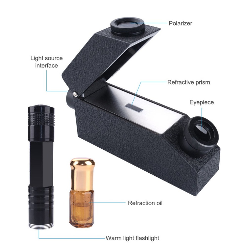 Portable Gem Refractometer Kit With Polarizing Filter 181 Ri Oil Builtin Led For Gemstone Testing And Gemology - 4