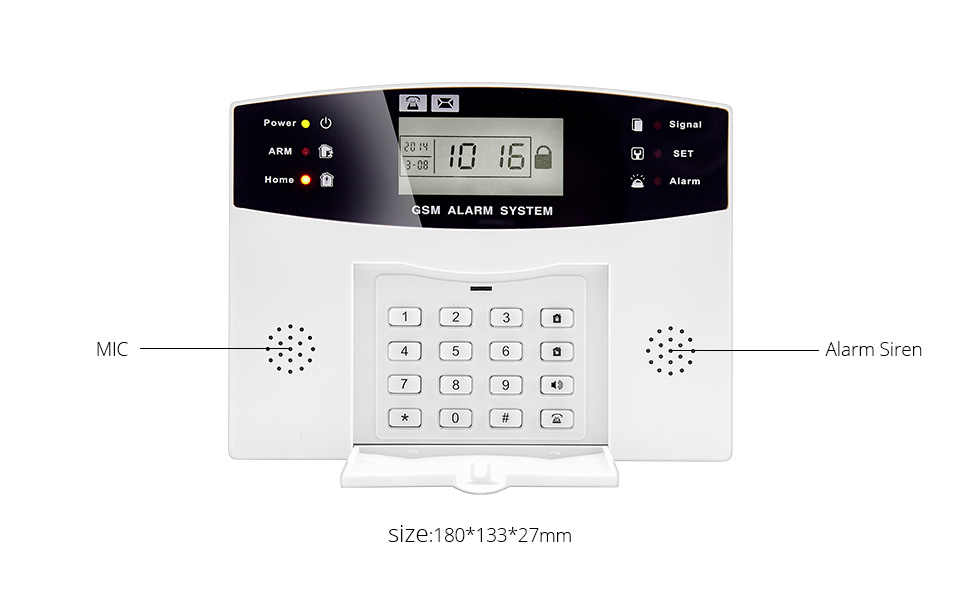 Wireless Gsm Home Security Alarm System Kit With Lcd Display Metal Remote Control Voice Prompt Wired Siren And Sim Sms Door Sensor - 6