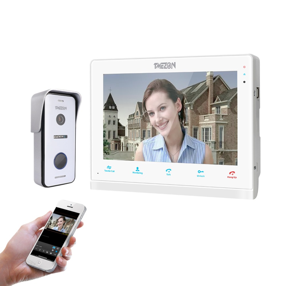 Tmezon 10 Inch Wireless Wifi Video Doorbell System With Touch Screen Monitor 720p Wired Door Camera - 1