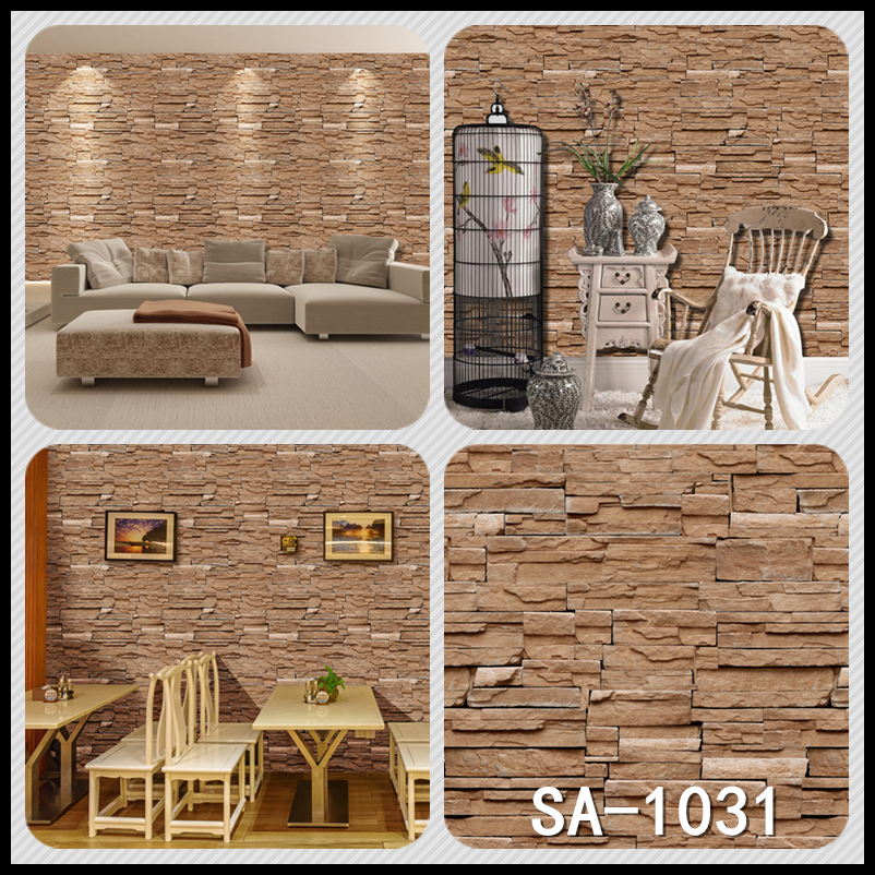 Rustic 3d Wood Grain Effect Selfadhesive Pvc Wallpaper Stone Brick Design Wall Stickers For Home Decor - 18