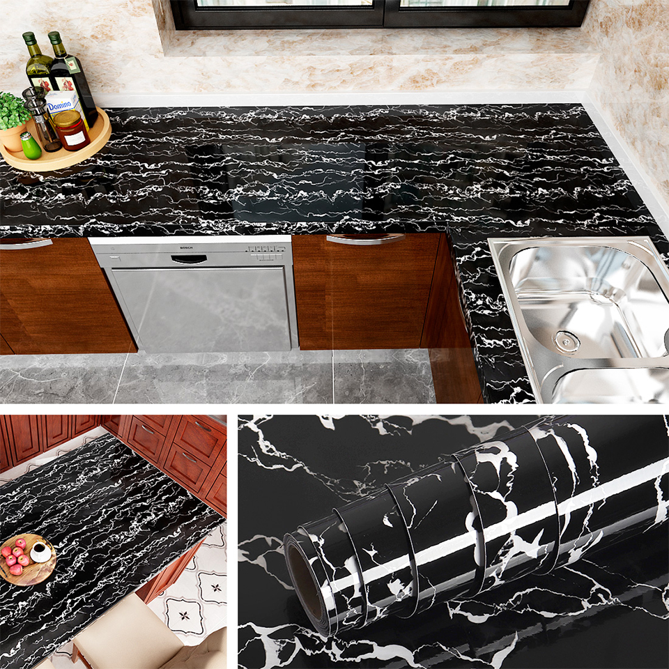 Deluxe Marble Effect Vinyl Contact Paper Selfadhesive Removable Wallpaper For Bathroom Kitchen Countertops Cabinet Shelf Liner - 4