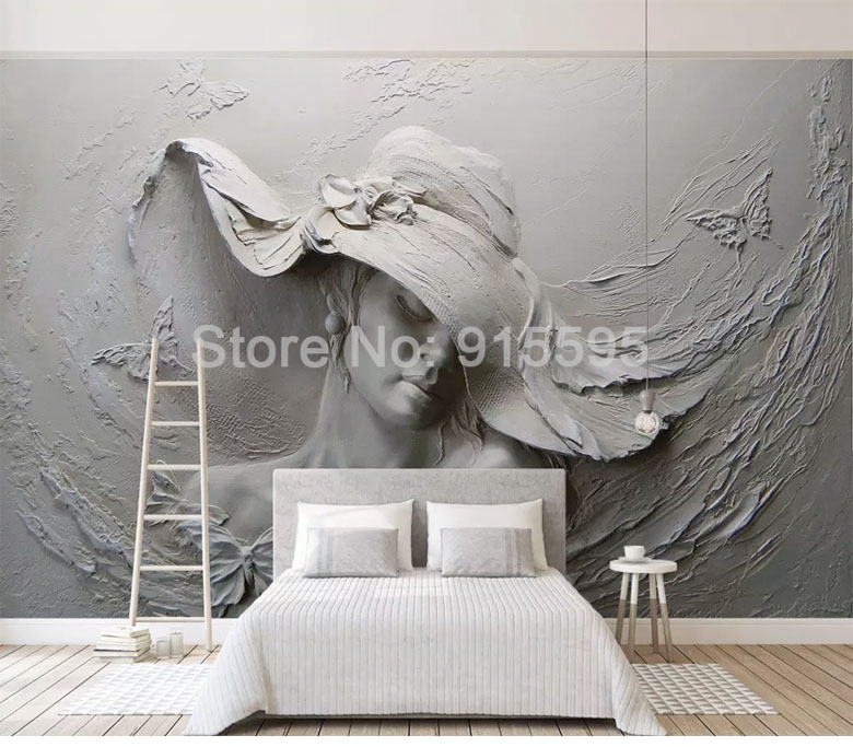 3d Stereoscopic Custom Wallpaper Modern Abstract Art Wall Mural Embossed Gray Oil Painting For Living Room Bedroom - 3