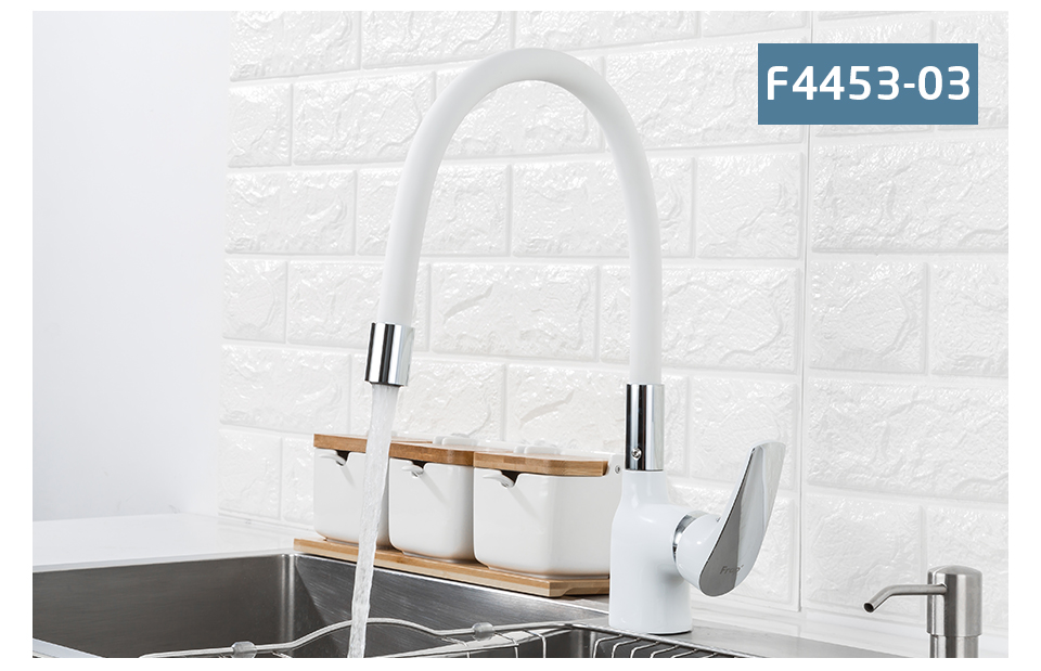 Frap Modern Single Handle Kitchen Faucet Hot Cold Water Flexible Sink Mixer Taps Available In Red White Black - 15