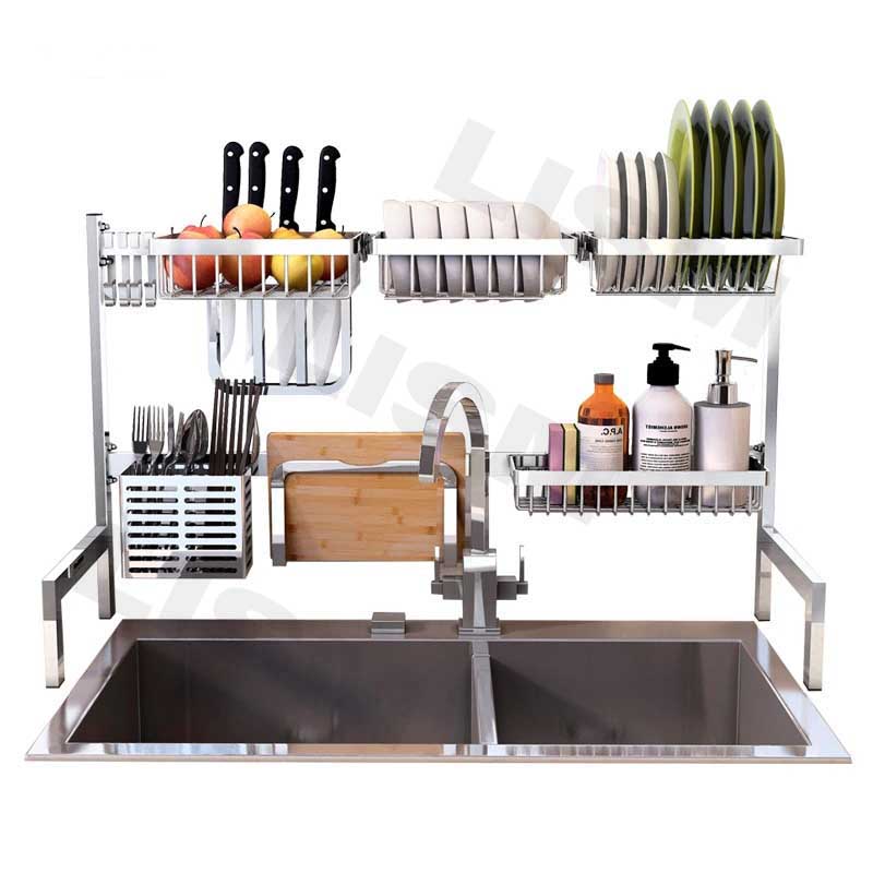 304 Stainless Steel Dish Drain Rack Folding Tableware Sink Storage Kitchen Desktop Drying Solution - 16