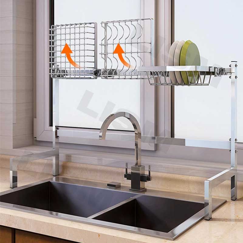 304 Stainless Steel Dish Drain Rack Folding Tableware Sink Storage Kitchen Desktop Drying Solution - 7