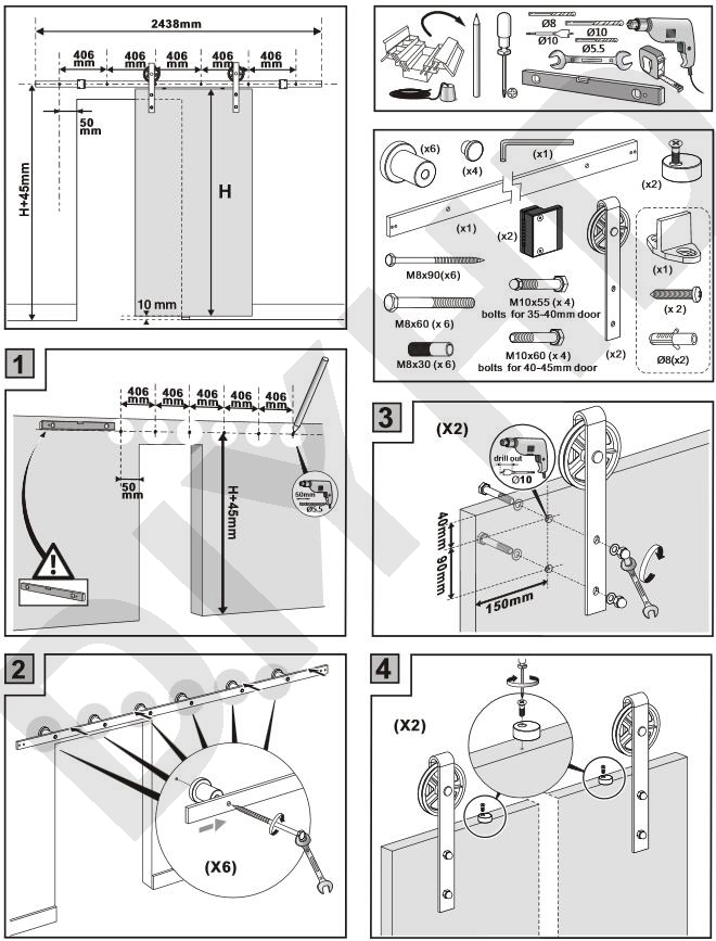 Diyhd 150cm-300cm Vintage Spoke Industrial Wheel Sliding Barn Wood Door Interior Closet Kitchen Track Hardware - 4