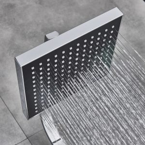 Uythner Best Quality Chrome Black Bath Shower Mixer Faucet Rotate Tub Spout Wall Mount 8 Inch Rainfall Head With - 2