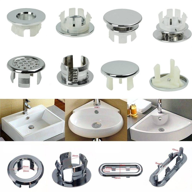 1 Pc Sink Round Ring Overflow Spare Cover Tidy Chrome Trim Bathroom Ceramic Basin G529