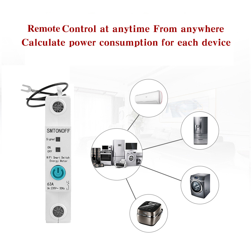 Ewelink Single Phase Wifi Energy Meter Power Consumption Wattmeter Alexa Google Compatible Ideal For Home Use Din Rail Mountable - 1