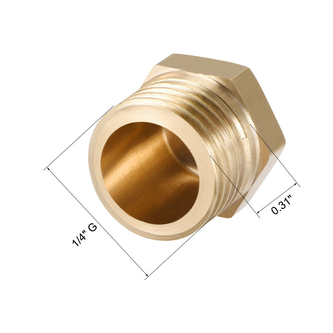 18 Inch Bsp Male Threaded Brass Pipe End Cap Hex Head Coupler Connector Adapter Copper Fitting Plug - 3