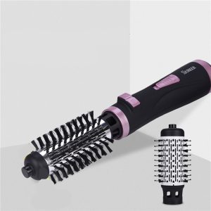 2 In 1 Rotating Brush Hot Air Styler Comb Curling Iron Roll Styling Hair Dryer Blow With Nozzles Speed & 3 Heat Setting