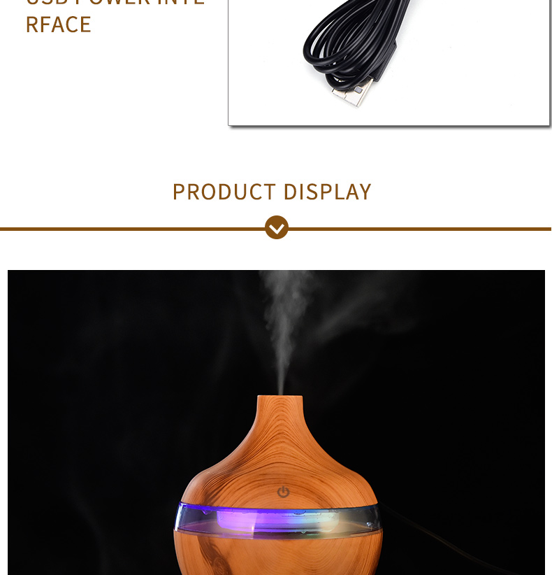 Saengq Ultrasonic Mini Humidifier Essential Oil Diffuser With Led Light Usb Wood Grain Air Mist Maker - 6