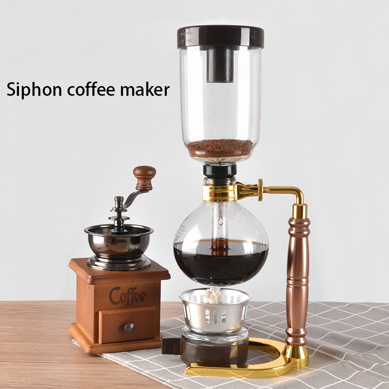 Japanese Style Siphon Coffee Maker Tea Pot Vacuum Coffeemaker Glass Type Machine Filter 3cup - 6