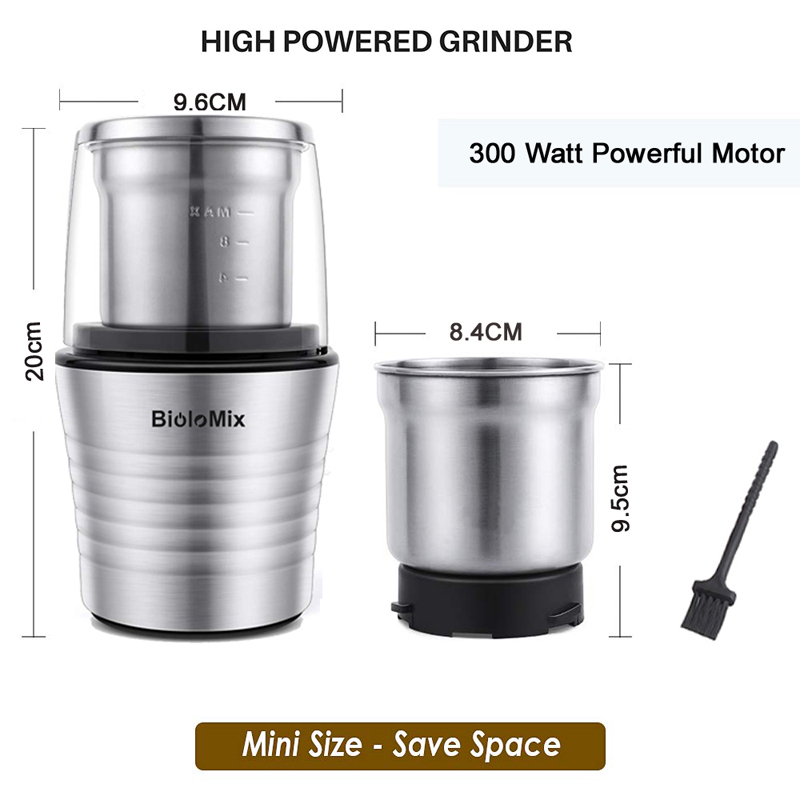 Stainless Steel Electric Grinder Multipurpose Coffee Bean Seeds Spices Herbs Nuts With Removable Wetdry Cups - 7