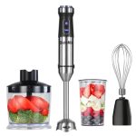 4-in-1 Stainless Steel 1100w Immersion Hand Stick Blender Mixer Vegetable Meat Grinder 500ml Chopper Whisk 800ml Smoothie Cup